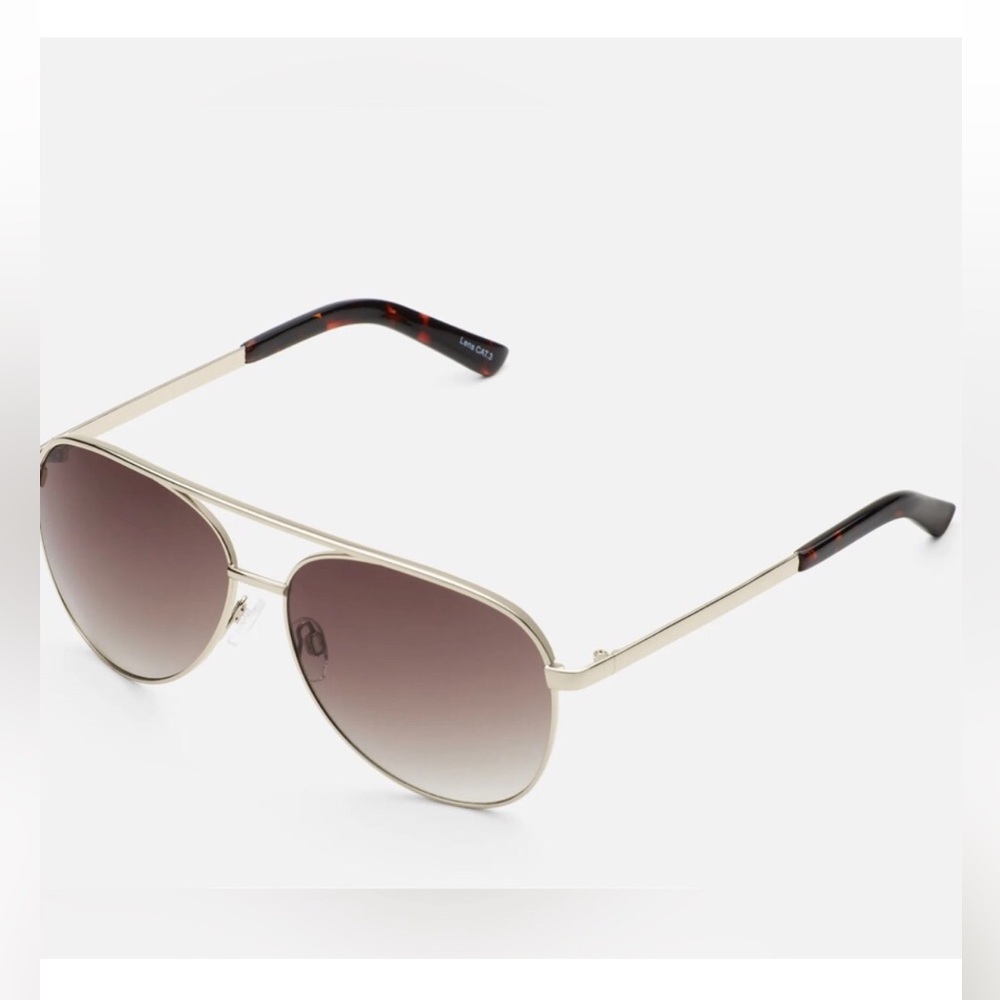 Quay VIVIENNE matte gold brown fade lenses oversized aviator sunglasses new
